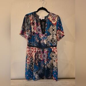 Charles Henry multicolor short sleeve summer sheath dress - S